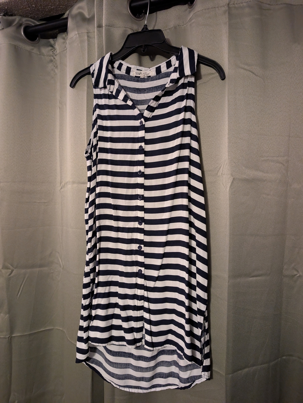 Wishful Park Blue and White Striped Sleeveless Button-Front Dress